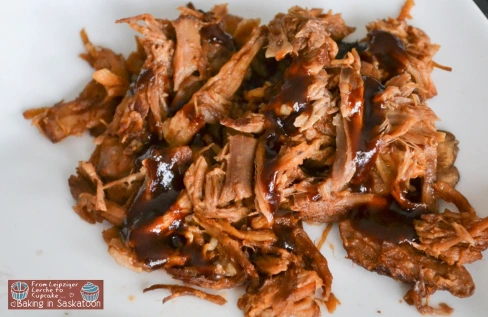 Pulled Pork on a plate with BBQ sauce